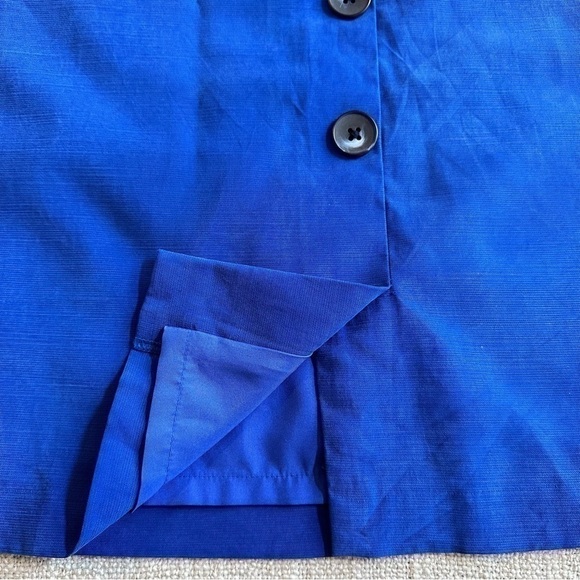 ANN TAYLOR Royal Blue Skirt Rayon Lined Midi Pencil Buttons Soft Women’s 10 - Picture 3 of 13